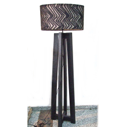 Lampa podłogowa Trapez drewno egzotyczne Czarna